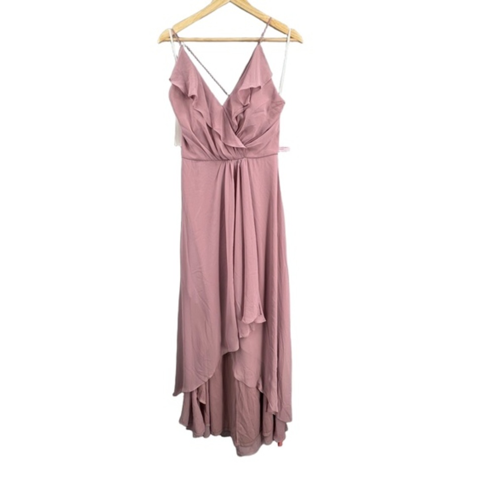 Jenny Packham Pink Dress Dusty Rose Ruffle Chiffon Princess Formal Wedding 6 New